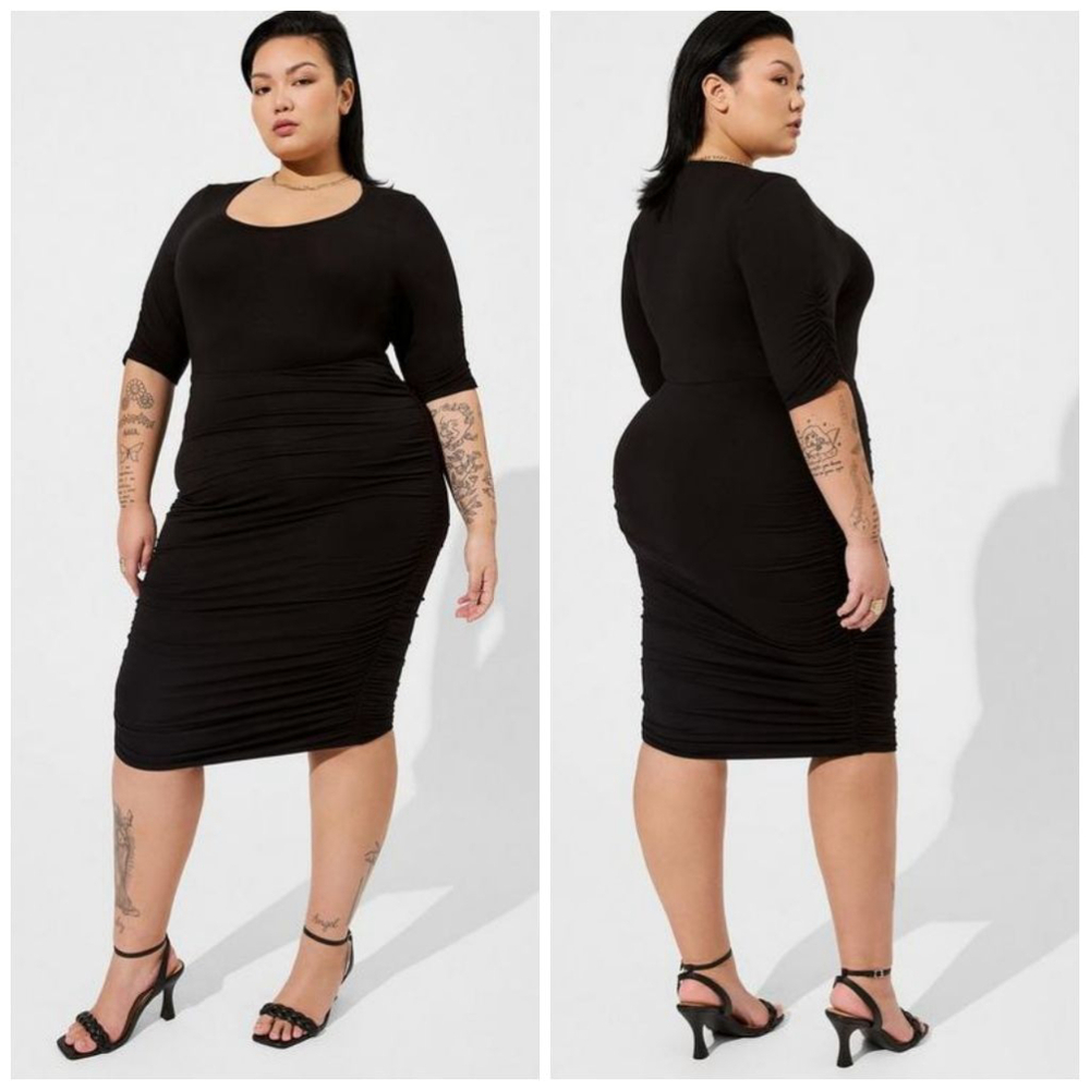 TORRID MINI SUPER SOFT ELBOW SLEEVE BODYCON BLACK DRESS SIZE 2 (2X)